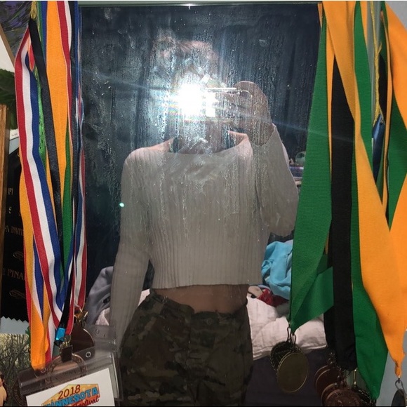 American Eagle Outfitters Sweaters - White Cropped Sweater American Eagle